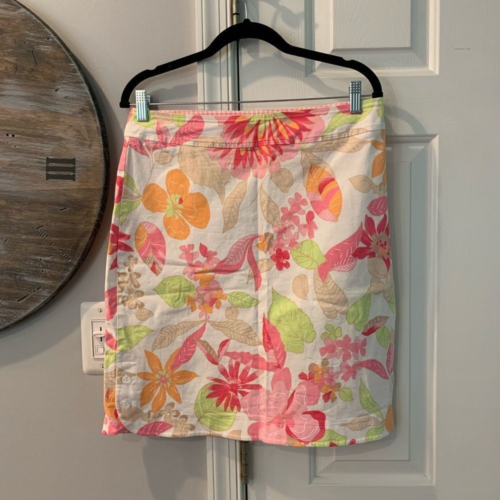 Windridge Cheryl Nash Floral Button Hem Skirt 8